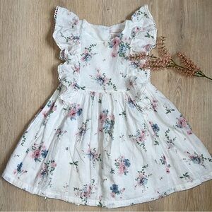 Catherine Malandrino Cotton Feminine Floral Swiss Dot Ruffled Girls Dress